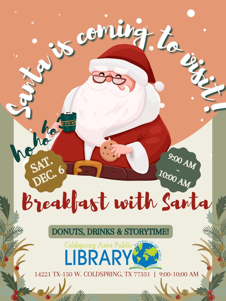 Breakfast With Santa - Coldspring Area Public Library - December 6 - 9am - 10am 